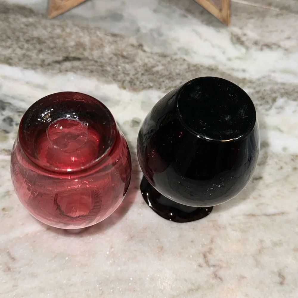 Vintage Amythest Purple and Cranberry Small Vanity Vases